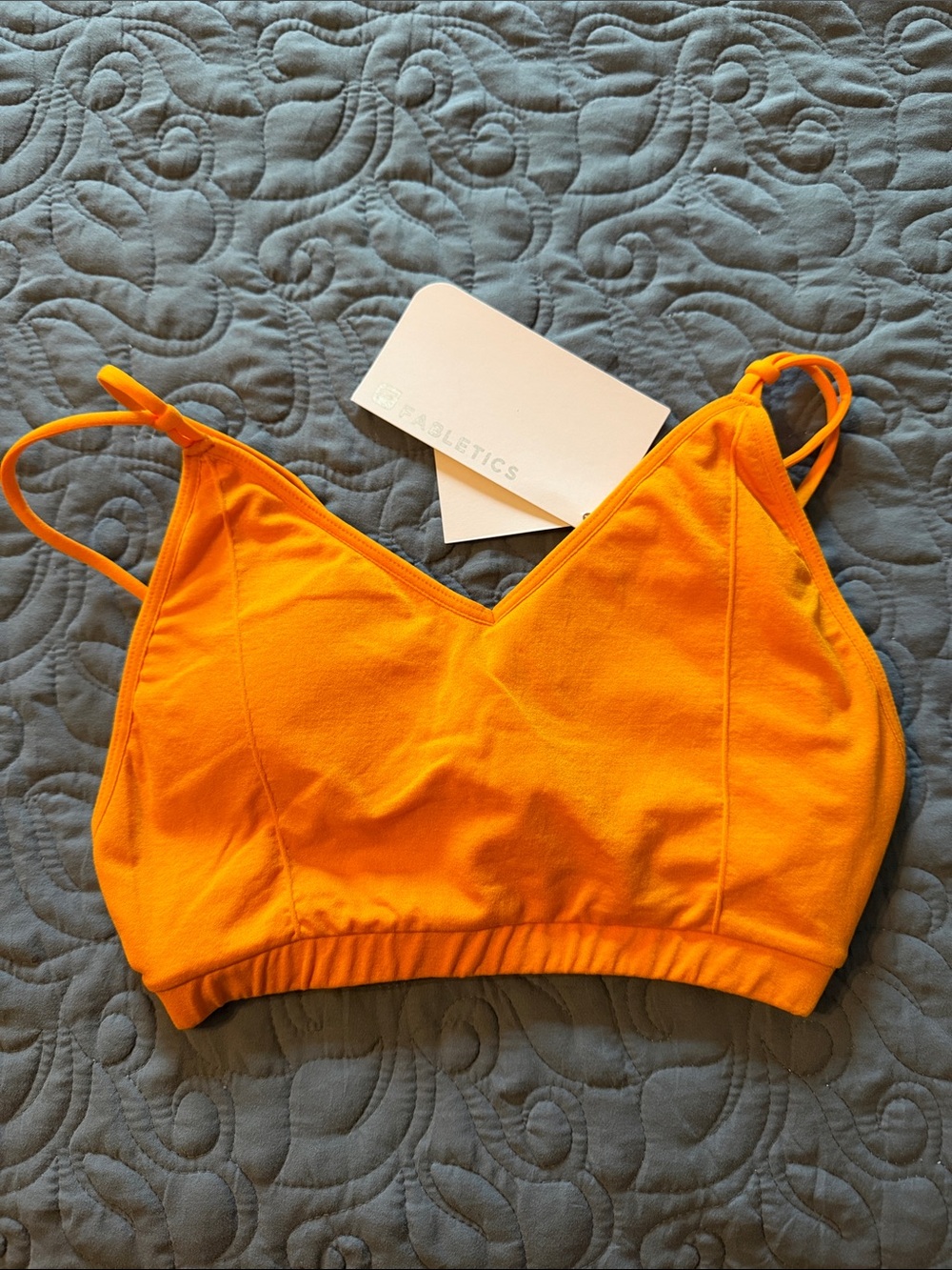 Fabletics Bright Orange V-Neck Seamless Bralette